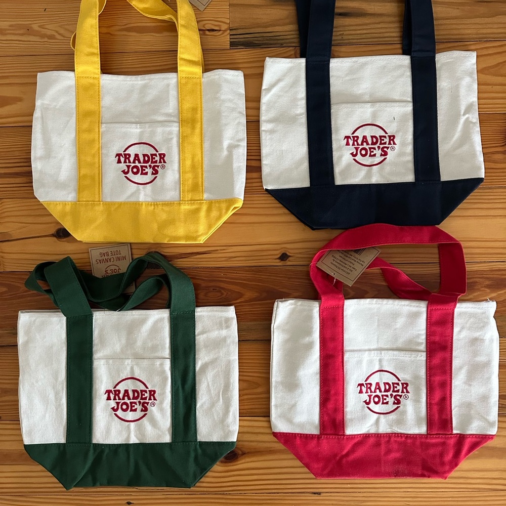 Canvas Tote Bag Set - Yellow, Navy, Green, Red